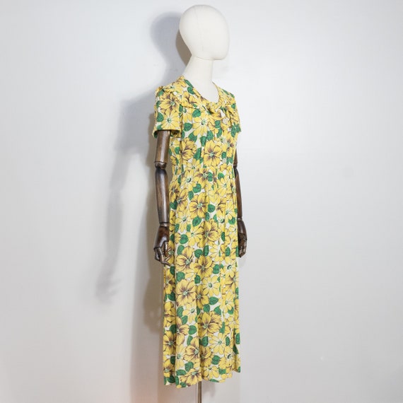 1940s yellow floral print dress | vintage 40s Sty… - image 3