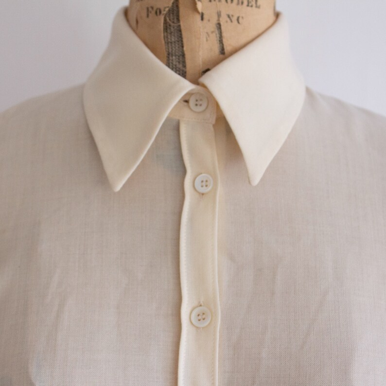 XS 0 IT 38 90s Italian designer stretch wool shirt vintage 1990s Piazza Sempione ivory blouse