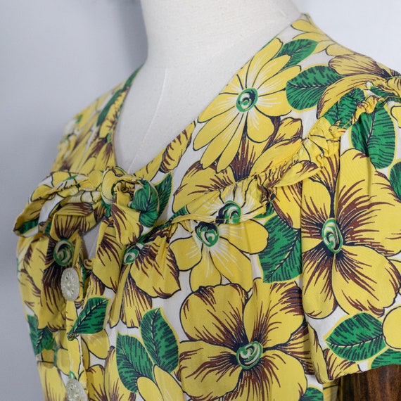 1940s yellow floral print dress | vintage 40s Sty… - image 7