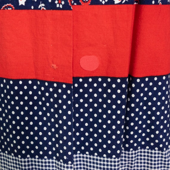 1970s red white blue patchwork print wrap skirt |… - image 10