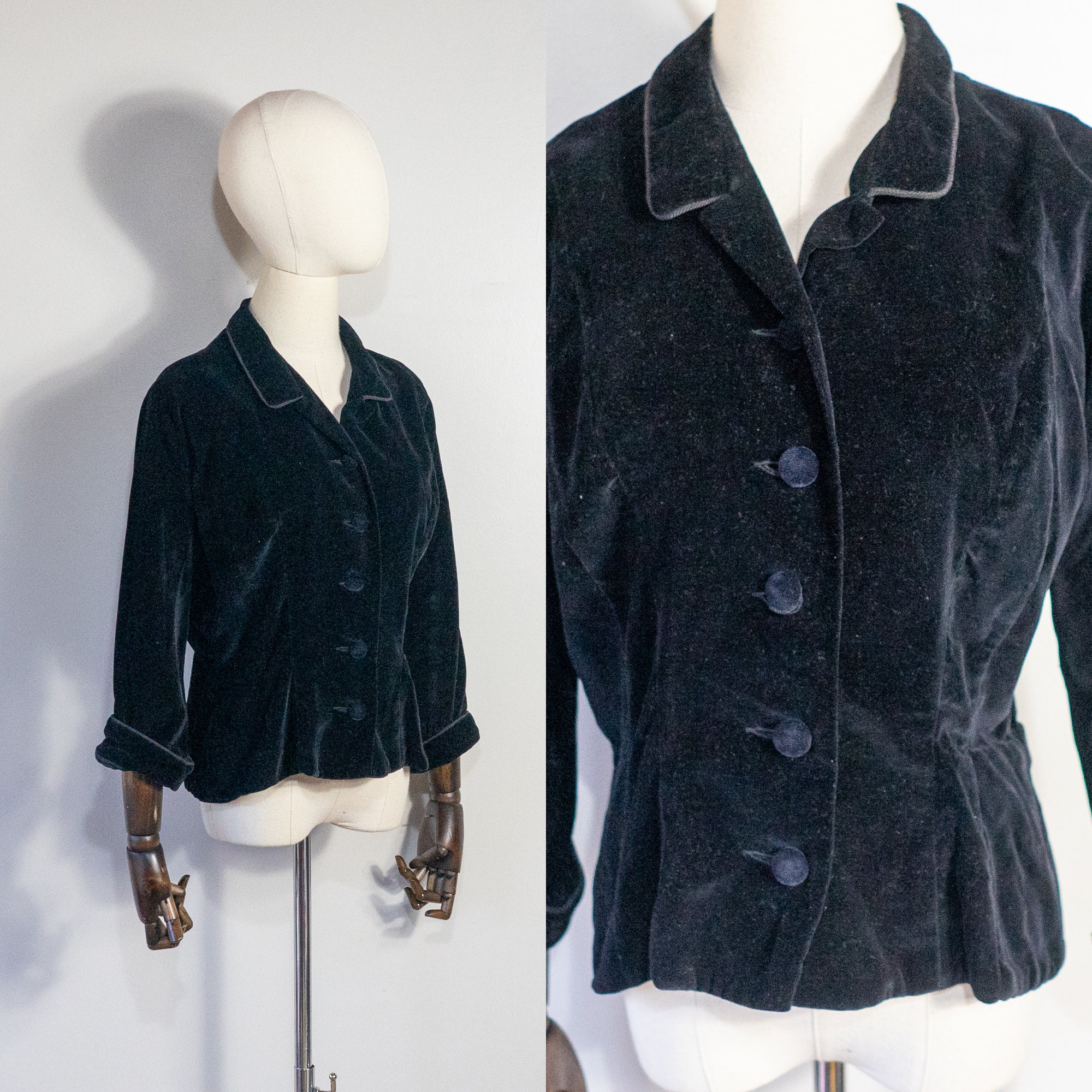 Real Vintage Search Engine 1940S 1950S Black Velveteen R  K Originals Blazer  Vintage 40S 50S Rk Tailored Jacket L $48.00 AT vintagedancer.com