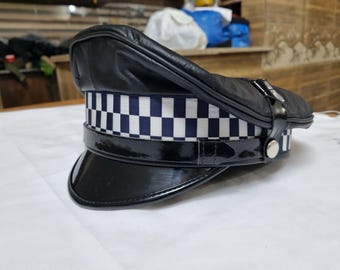 Gorra de cuero genuino negro estilo militar, estilo motero, con visera, estilo policía, estilo gay