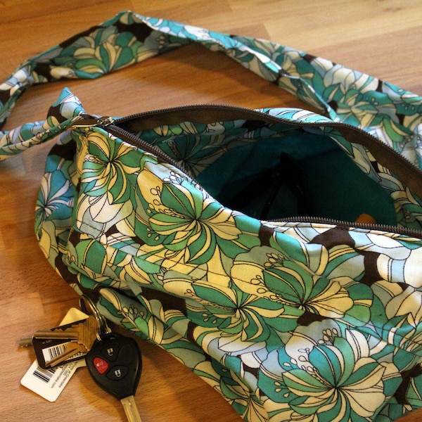 Cross Body Sling Bag Pattern PDF by Skadoot on Etsy.     Sew your own carry everything purse for travel weekend & every day.