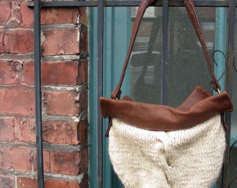Classic Cable Knit Bag PDF pattern. Designer Fall Fashion by Skadoot on Etsy.
