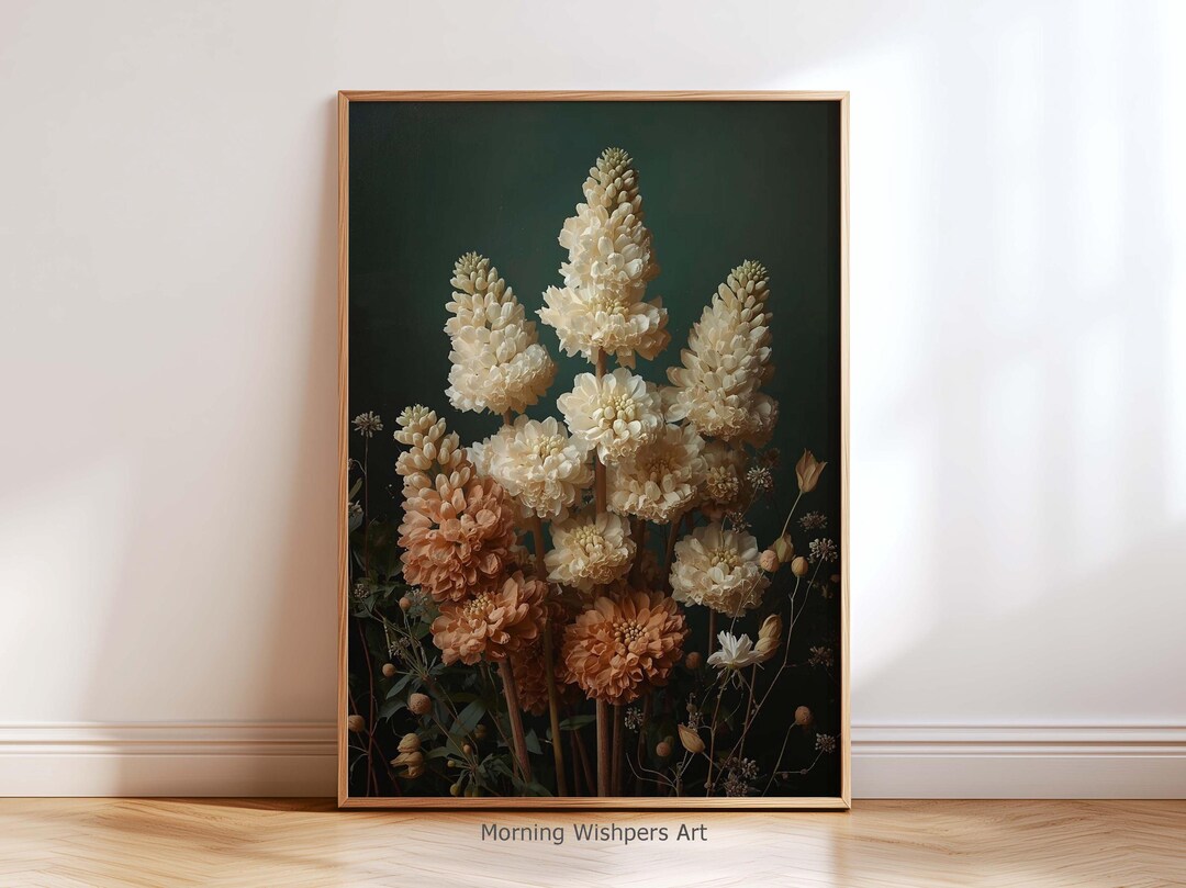 Vintage Botanical Flower Wall Art Print, Neutral Floral Artwork, Beige ...