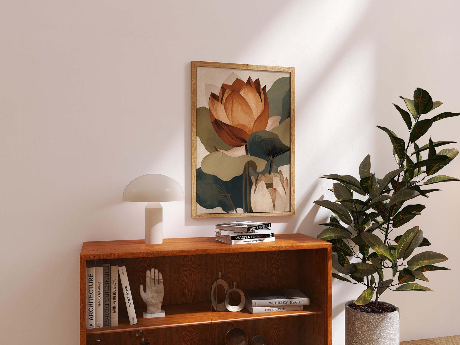 Boho Lotus Flower Wall Art Print, Minimalist Botanical Poster ...