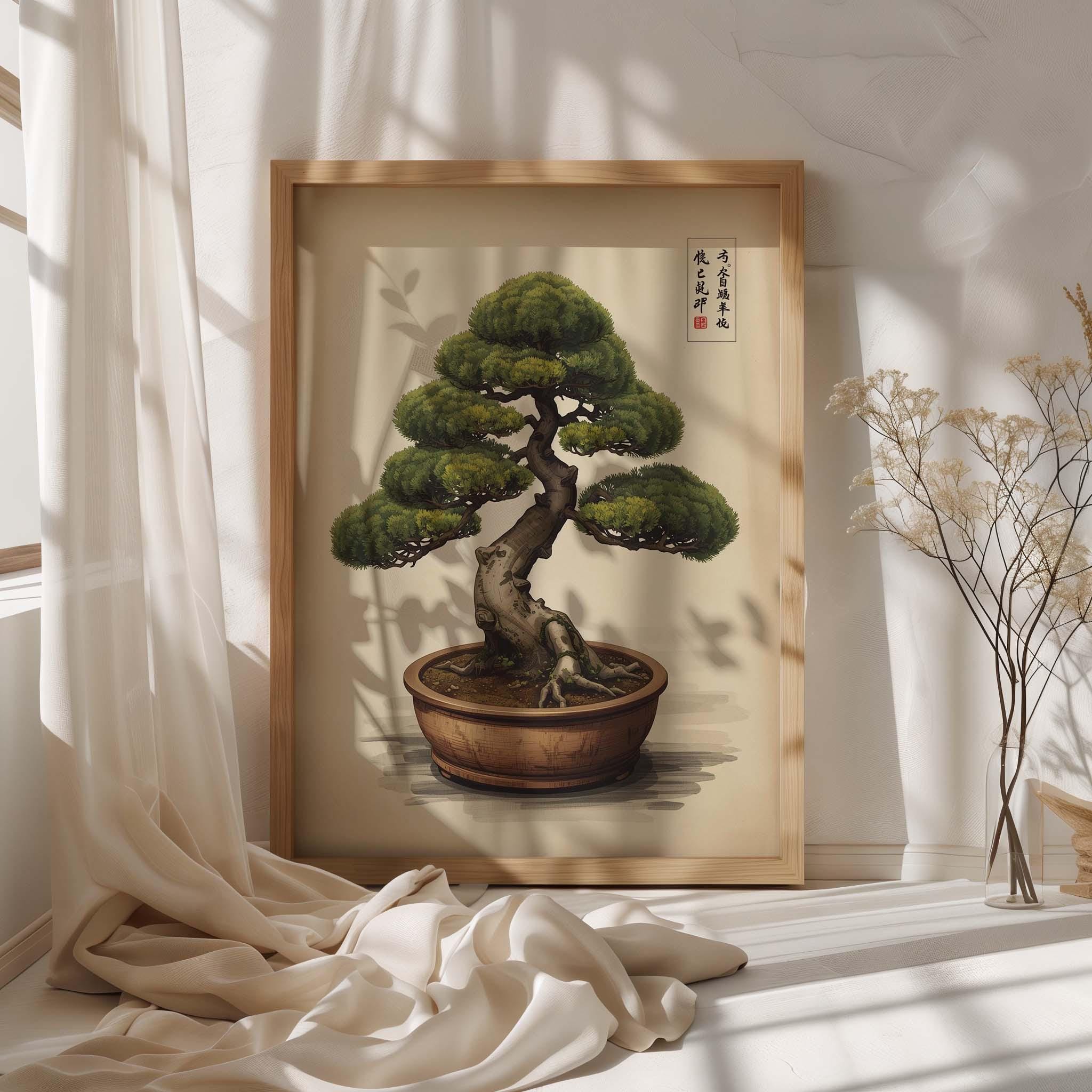 Japanese Bonsai Wall Art Print – Zen Tree Poster, Asian Minimalist ...