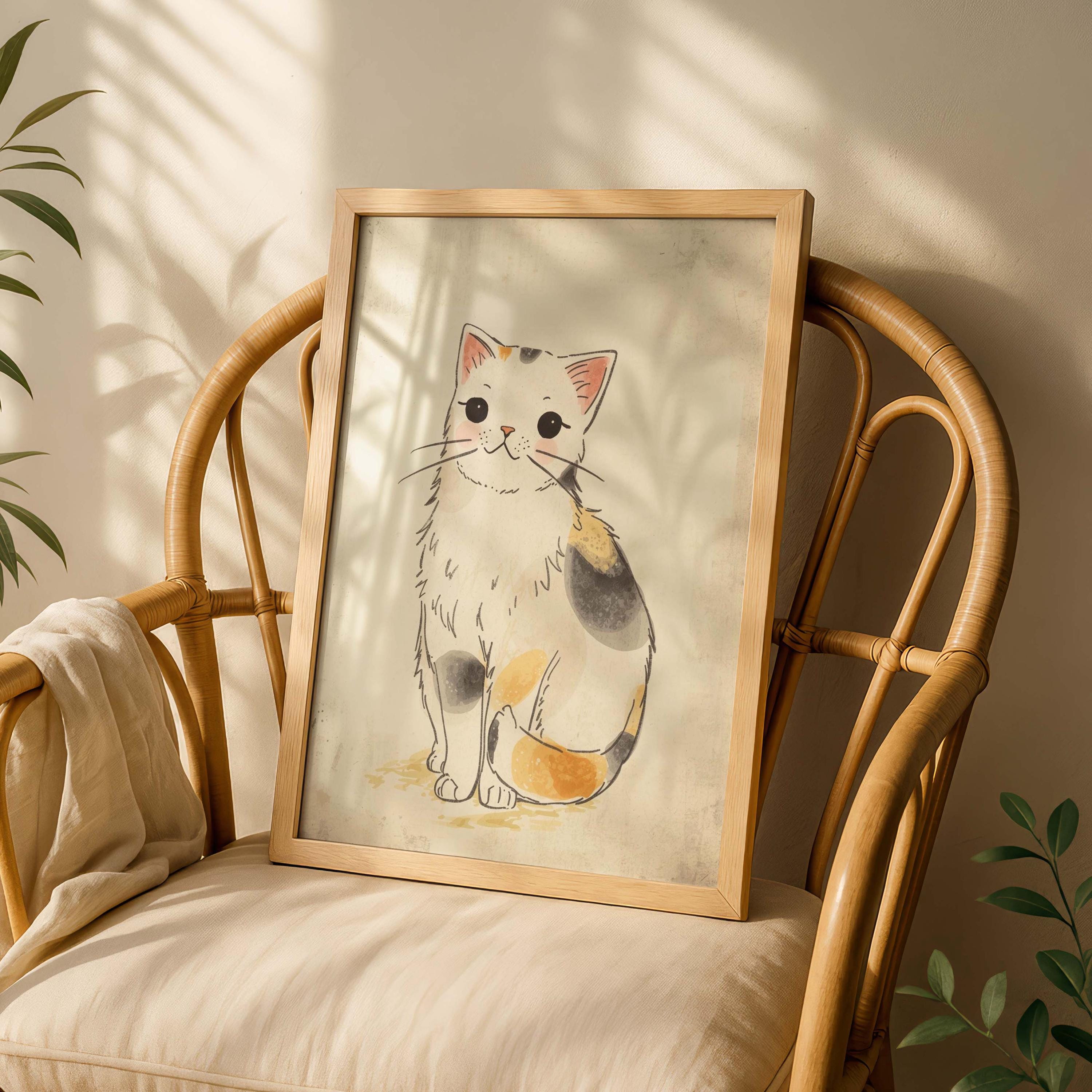 Japanese Cat Poster – Vintage Ukiyo-e Cat Wall Art Print, Traditional ...