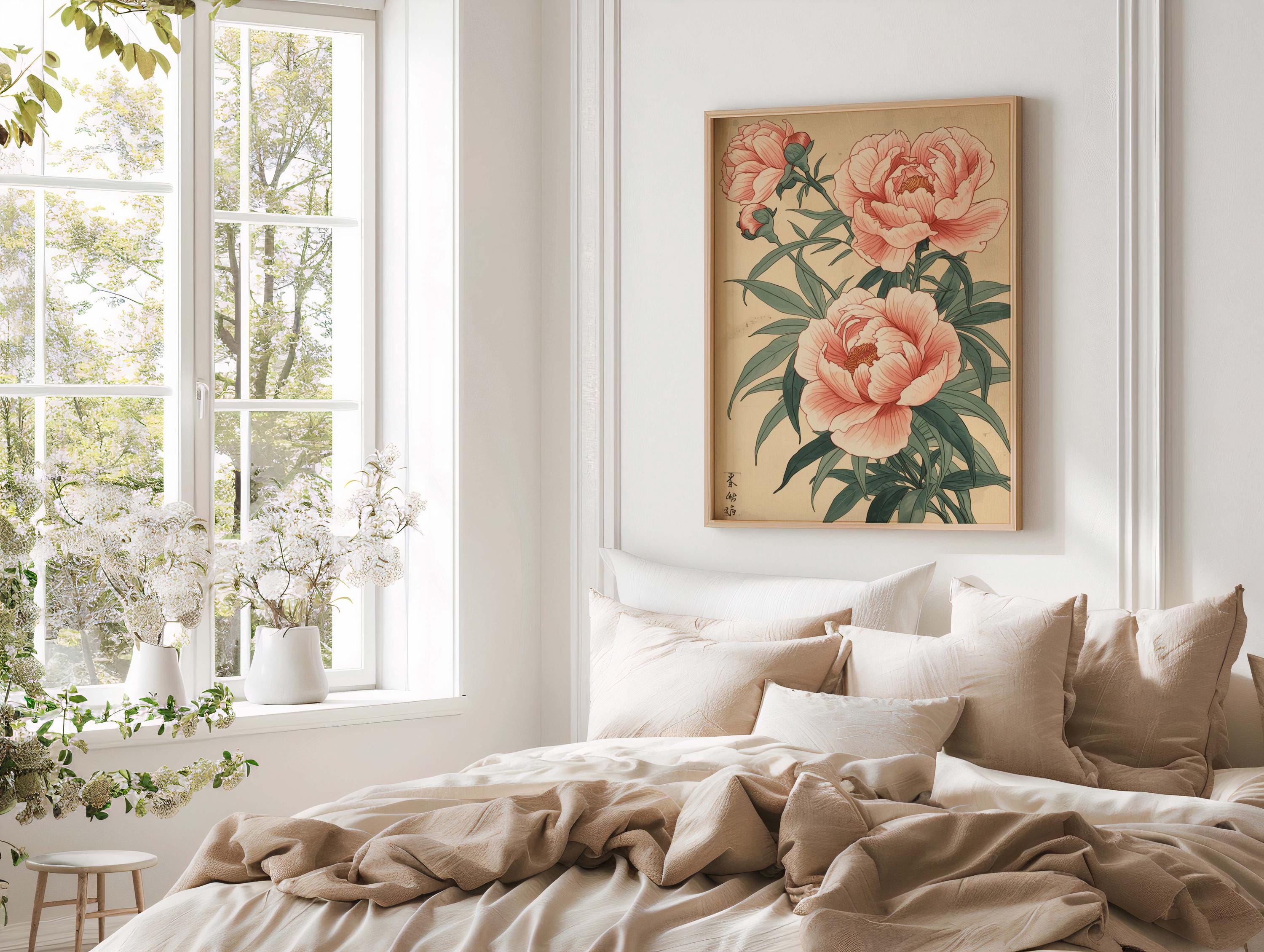 Japanese Peony Wall Art Print – Vintage Ukiyo-e Botanical Decor ...