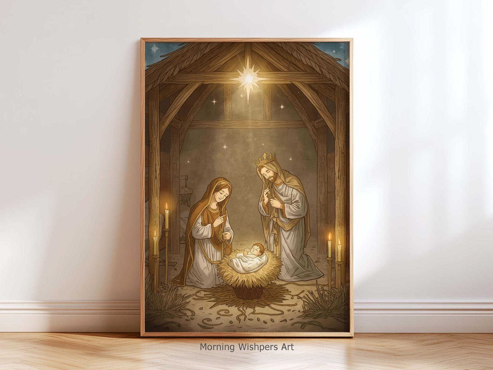 Holy Family Nativity Scene Wall Art – Jesus Mary Joseph Christmas Print ...
