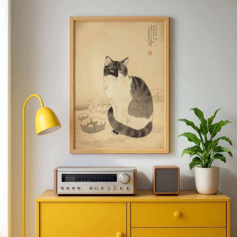 Japanese Cat Poster – Vintage Ukiyo-e Cat Wall Art Print, Traditional ...