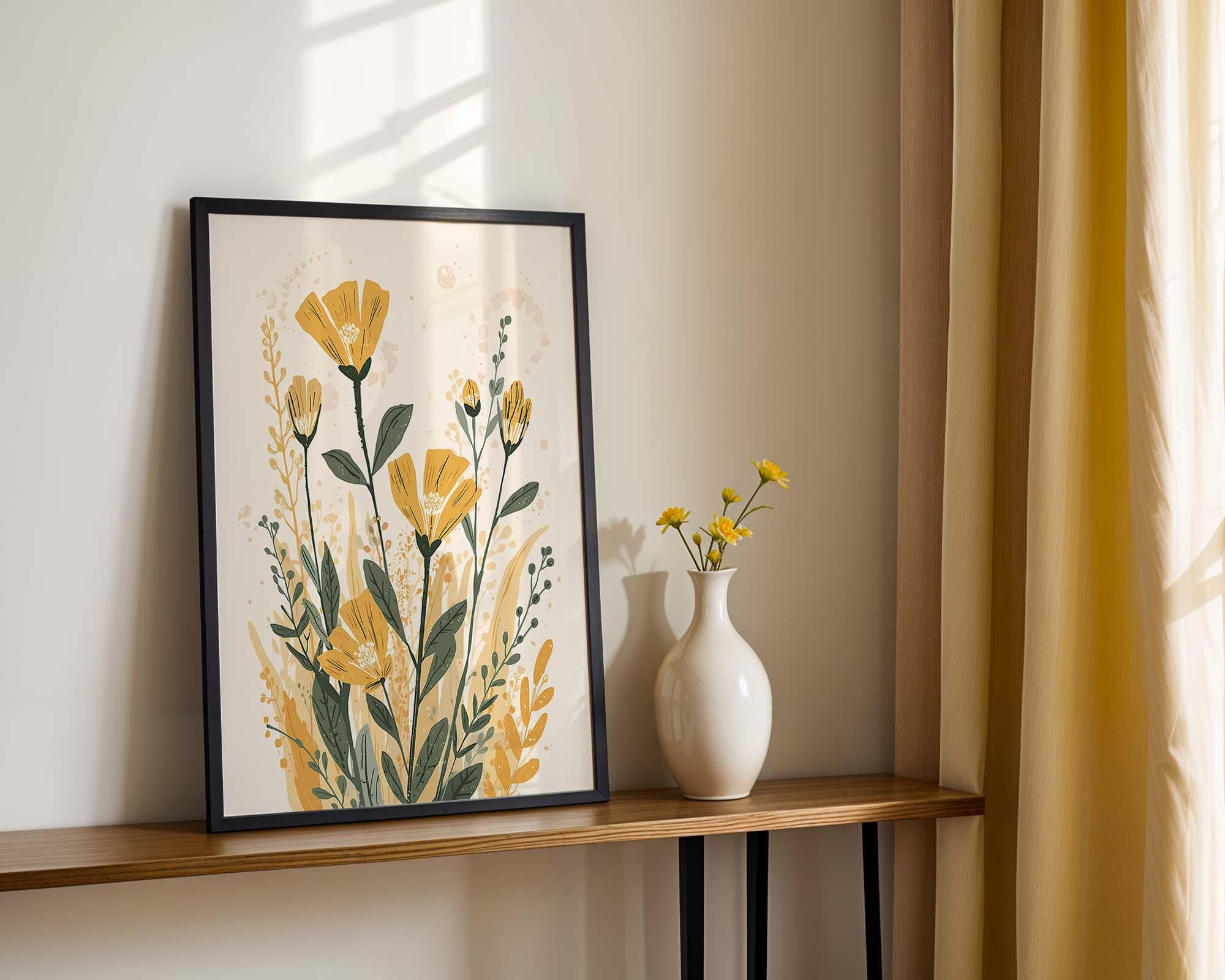 Cottagecore Yellow Wildflower Wall Art, Vintage Botanical Print ...
