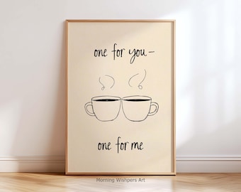 Coffee Wall Art Printable – Minimal Line Art Coffee Poster | Scandinavian Kitchen Decor, Neutral Cafe Aesthetic Print