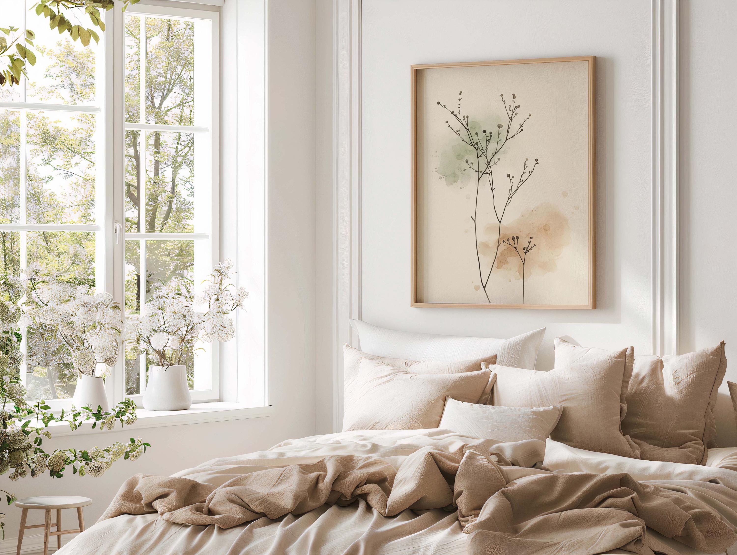 Minimalist Botanical Line Art Print – Neutral Japandi Wall Art , Boho ...
