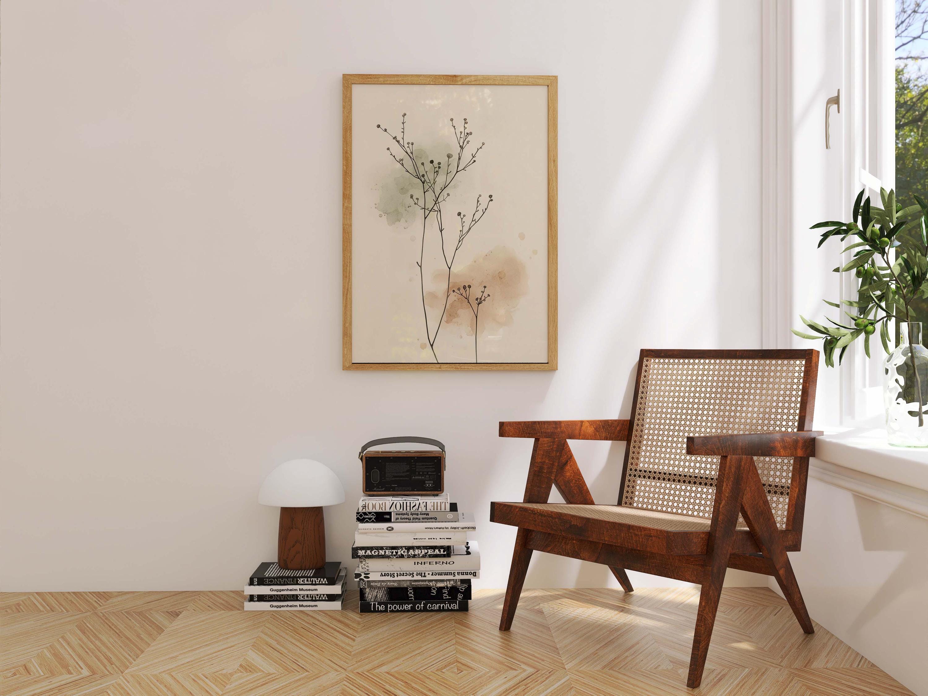 Minimalist Botanical Line Art Print – Neutral Japandi Wall Art , Boho ...