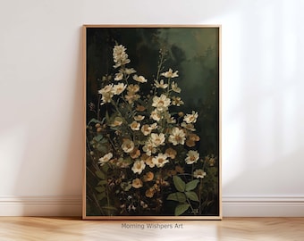 Wildflower Botanical Wall Art Print – Vintage Floral Illustration Poster, Cottagecore Wall Decor, Neutral Nature Artwork
