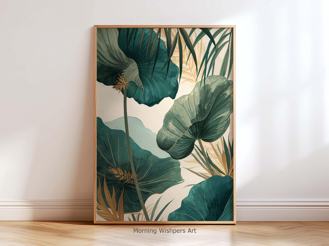 Tropical Botanical Wall Art Print, Green Leaf Poster, Minimalist Jungle ...