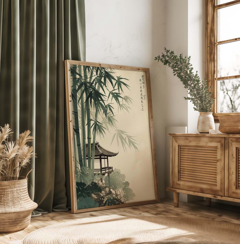 Zen Japanese Bamboo Wall Art Print – Asian House Landscape Decor ...