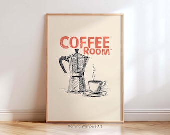 Vintage Coffee Poster, Coffee Room Wall Art Print, Barista Decor for Kitchen & Cafe, Minimalist Kitchen Poster, Unframed, Coffee Shop Decor