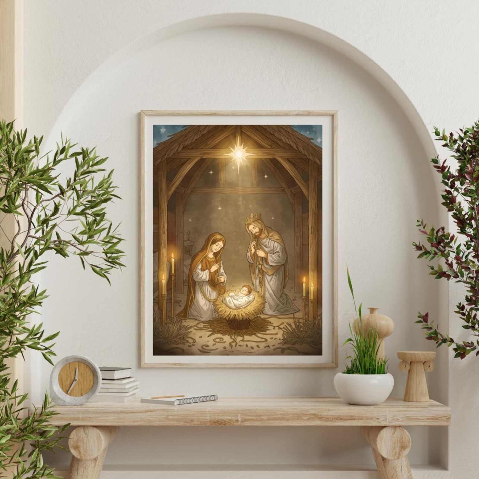 Holy Family Nativity Scene Wall Art – Jesus Mary Joseph Christmas Print ...