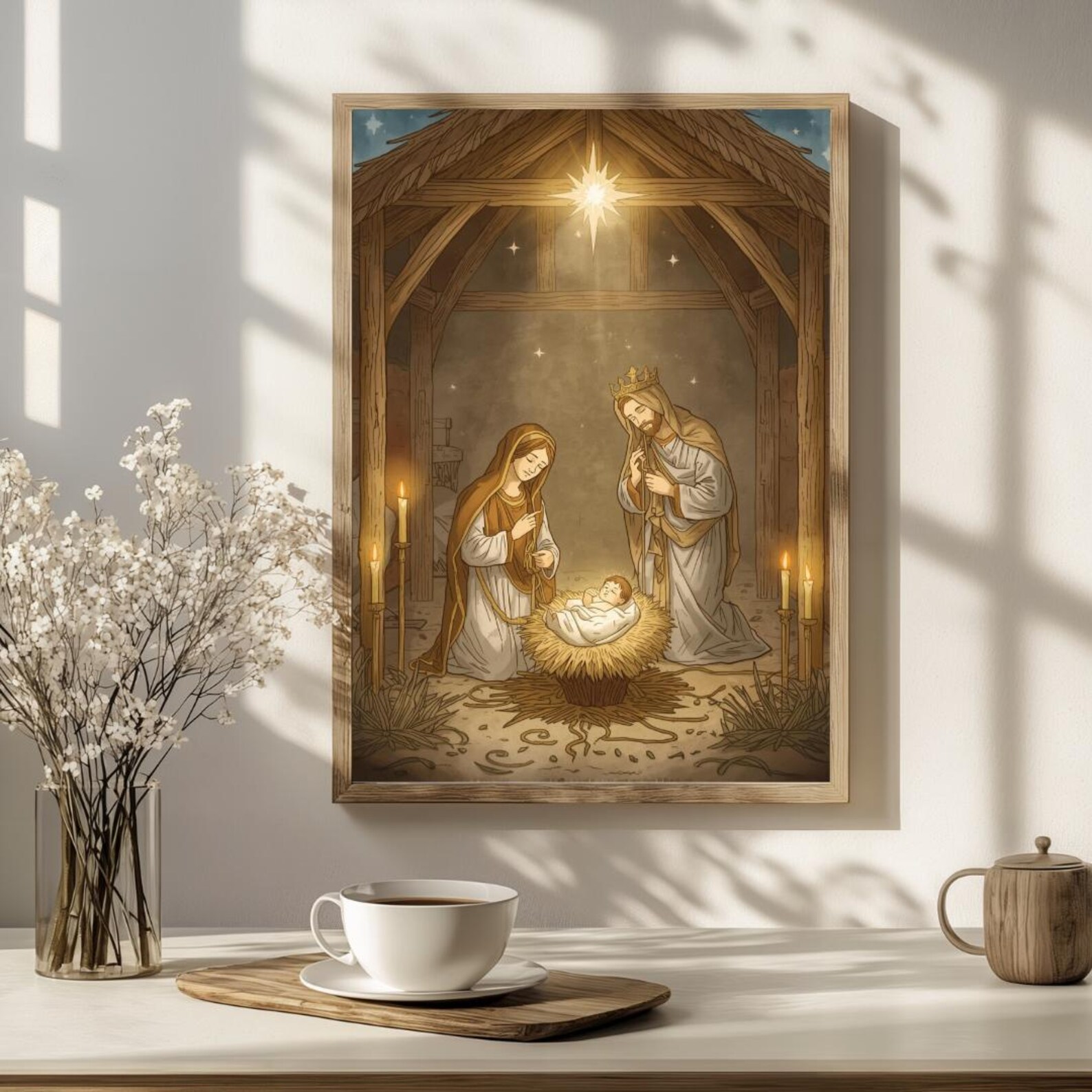 Holy Family Nativity Scene Wall Art – Jesus Mary Joseph Christmas Print ...