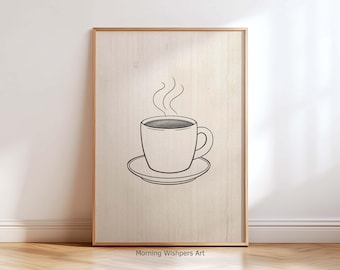 Minimalist Coffee Wall Art – Modern Coffee Poster for Kitchen Decor, Coffee Poster Neutral Printable Wall Art, Cafe Aesthetic Home Decor