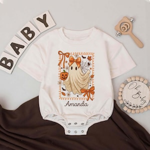 Personalized Baby Romper, Halloween Ghost Outfit, Baby Halloween Costume, Baby Shower Gift, Baby Clothes, First Halloween, Newborn Gift