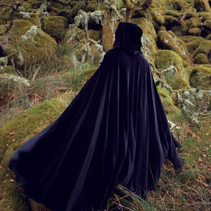 Black Cape stretch Velvet Costume Cape Fairytale Fantasy Cloak druid witch wicca medieval image 7