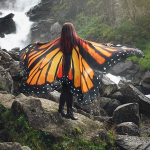 Butterfly wings Monarch cape costume adult Fairy wings chiffon belly dance cloak orange Festival Clothing