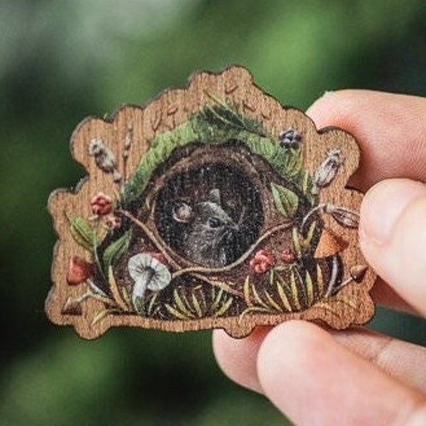Wood Pin Topi Foresta Amanti delle fiabe Mondo della natura Cottagecore Goblincore