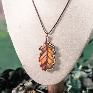 Wood Pendant Autumn Leaf Oak Autumn Witch Halloween Cottagecore Gothic