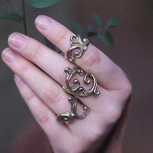 Elven Ring - Rings set - Elvish jewelry - Silver and Gold - Adjustable ring - Fantasy Ring