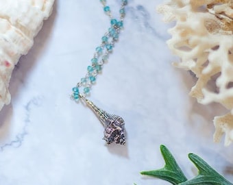 Mermaid necklace, Conch sterling silver, Shell marine witch pendant