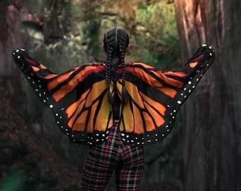 Alas de mariposa capa de monarca disfraz de alas corto pequeño fantasía baile de halloween