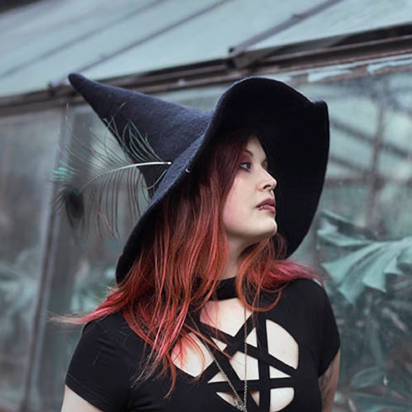Gefilzter Hexenhut aus Wolle: Retropunk Zauberer Kostüm, Cosplay LARP