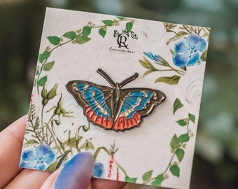 Enamel Pin Butterfly Blue emperor butterfly