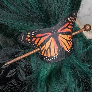 Monarch Butterfly Hair Barrette in Vegan Leather Autumn whimsical accessory head piece woodland cottagecore