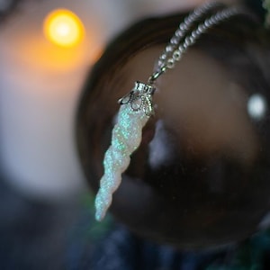 Unicorn horn necklace clear pendant magical fantasy Legend image 1