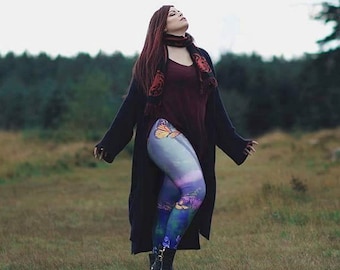 Leggings  Monarch Buttefly Forest tights yoga pole dance burlesque circus panty stockings