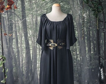 Chemise noire pour femme, robe renaissance, sous-robe paysanne - Steampunk GN pirate fantaisie médiévale Renaissance Costume Cosplay