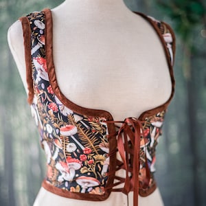 Renaissance bodice, Mushrooms corset cottagecore style corset vest, Wench regency Fairy Fair