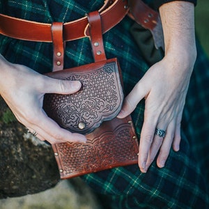 Leather belt bag Medieval pouch hip bag for LARP Alchemist Druid Steampunk druid accessories ren faire image 1