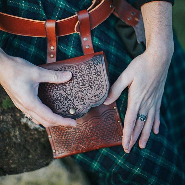 Leather belt bag Medieval pouch hip bag for LARP Alchemist Druid Steampunk druid accessories ren faire