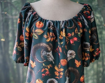 Woman shirt Harvest Autumn top - Halloween Blouse Witch Fantasy Medieval Renaissance Costume Cosplay