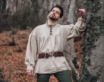 Men Shirt Renaissance pirate Shirt - unisex peassant Steampunk Pirate Fantasy Medieval Renaissance Costume Cosplay bishop sleeve shirt