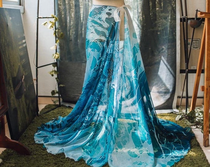 Cape Ocean Waves Over Skirt Marine Theme Large Scarf Bohemian Clothing ...