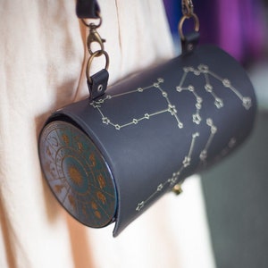 Zodiac bag astrology and constellations witch Whimsigoth handbag shoulder bag magic leather and resin