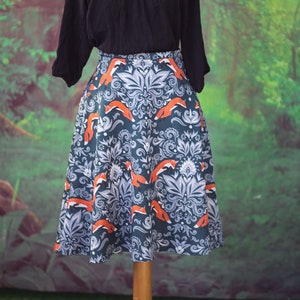 Fox Skirt in William Morris style Cottage Forest lover inspired skater skirt image 1