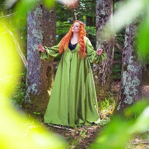 Green Overdress renaissance dress surcoat medieval dress elven coat green renaissance costume bishop sleeve renaissance fair costume