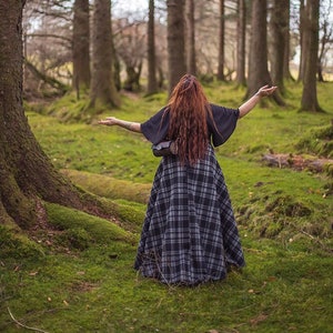 Tartan Skirt in dark grey Outlander inspired historical scottish Edwardian tartan maxi skirt image 5